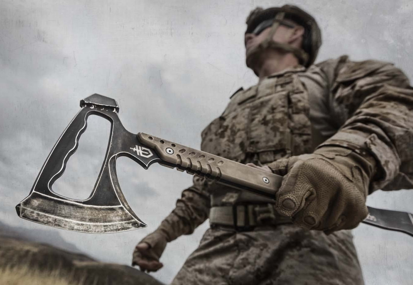 Gerber Downrange Tomahawk in-hand military