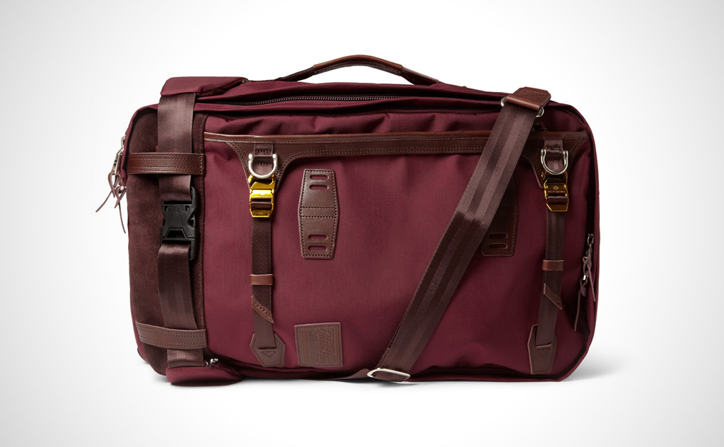 Master-Piece Leather Trimmed Cordura Backpack as Duffel