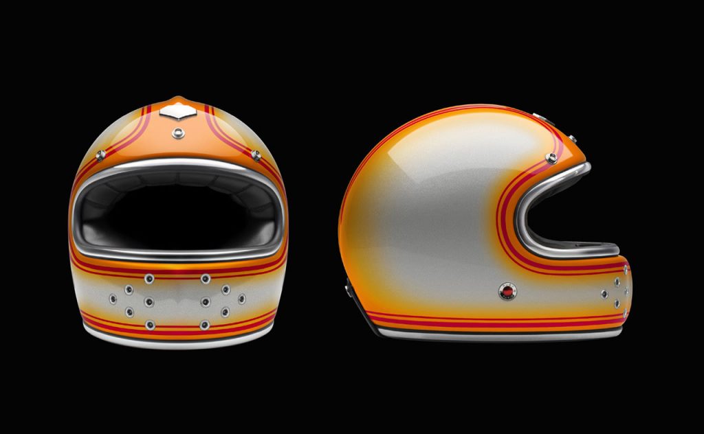 Munich 90 Collection Orange and Silver Helmet full face