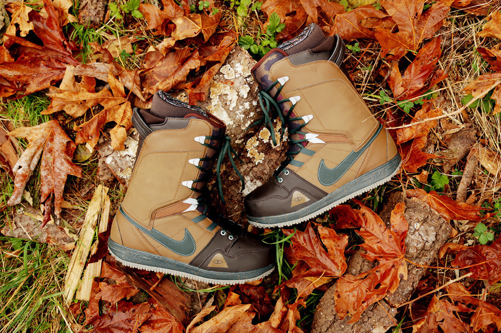 Poler Nike Vapen Snowboard Boots Side View in Leaves