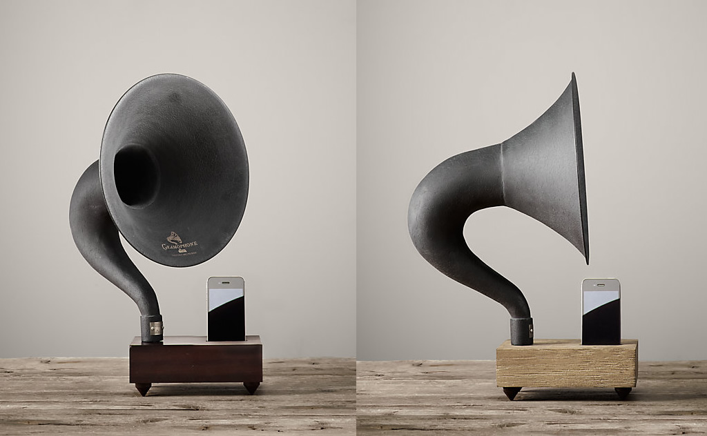 Mini Gramophone for iPhone by Restoration Hardware