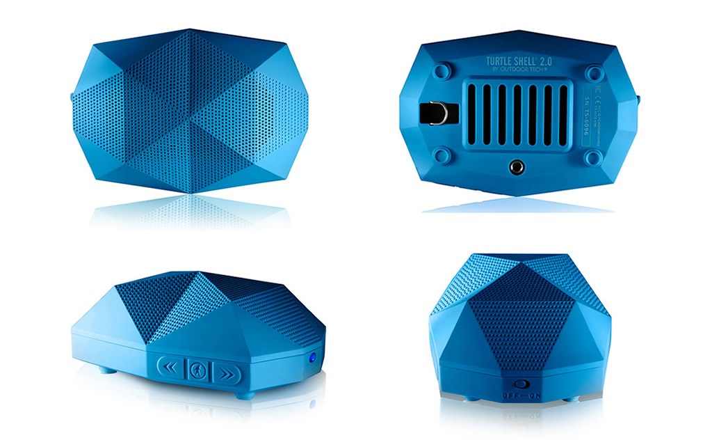 Turtle Shell 2.0 Wireless Speaker top bottom and side views