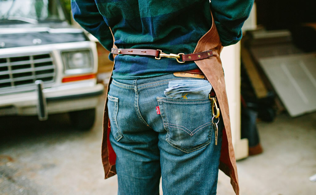 Sturdy Brothers Waxed Canvas Apron Back