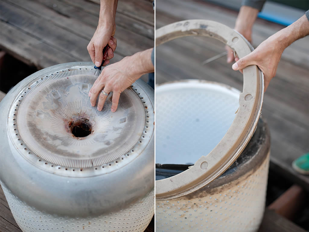 DIY Firepit Prepping the Washing Machine Drum